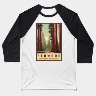 Redwood National Park Travel Poster Baseball T-Shirt